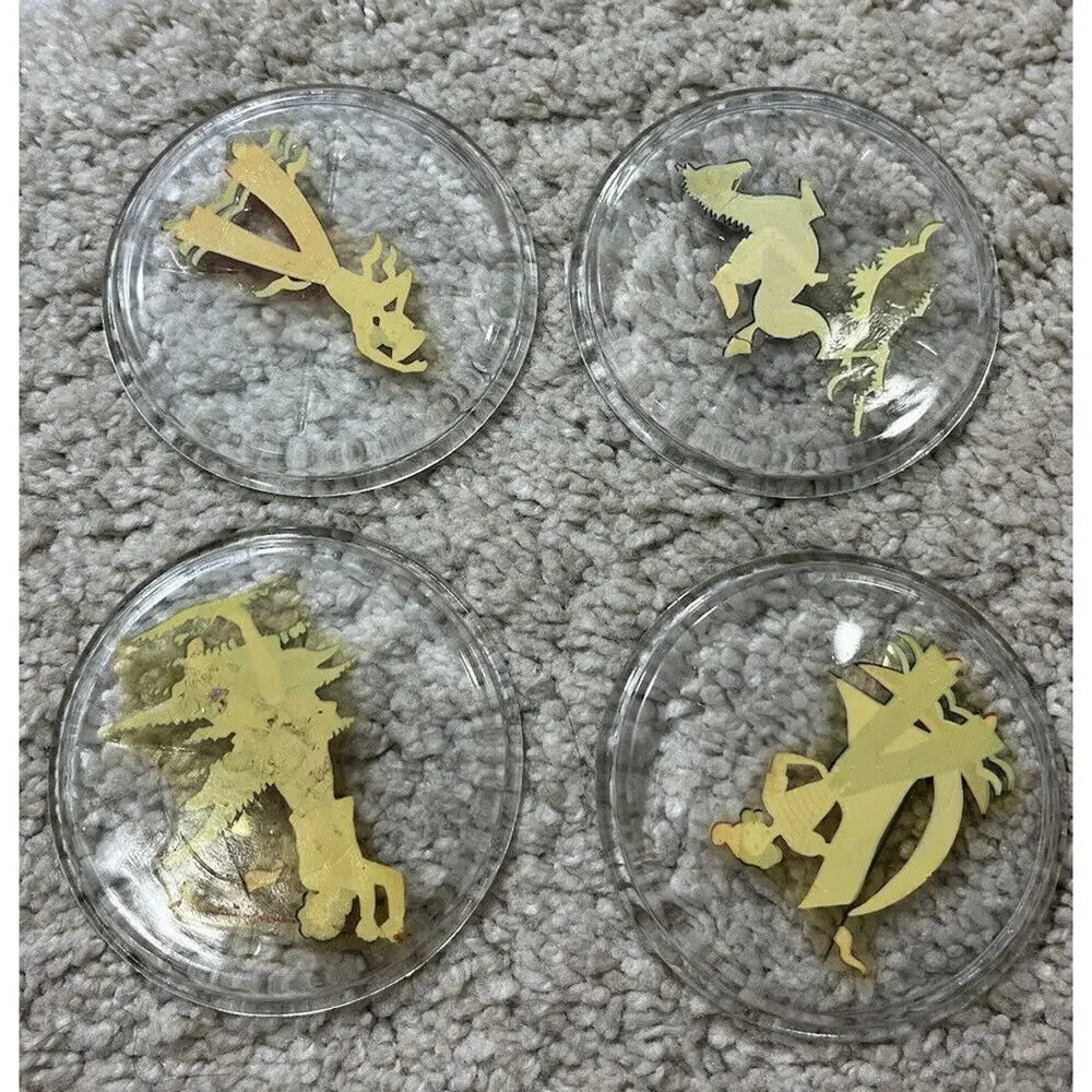 Vtg Set Of 4 Alberto Vegas Style 1940’s Glass Women In Sports Retro Coaster Set